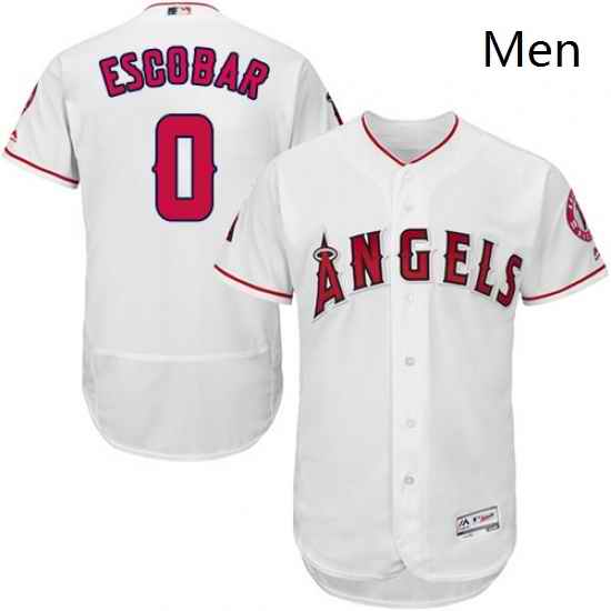 Mens Majestic Los Angeles Angels of Anaheim 0 Yunel Escobar White Flexbase Authentic Collection MLB Jersey